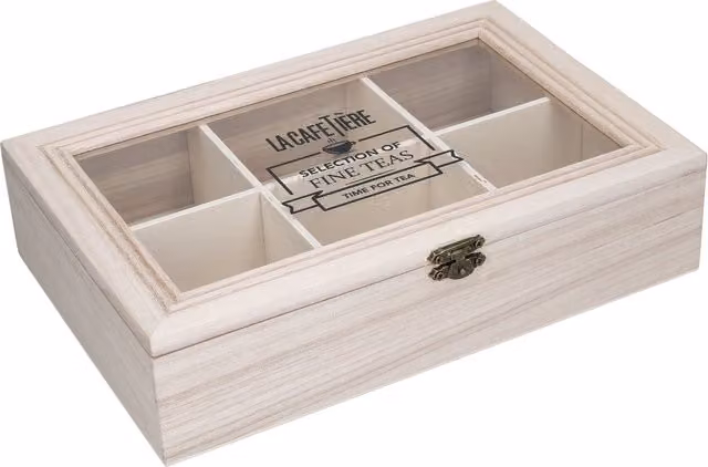 La Cafetiere 6-Compartment Wooden Tea Box in Brown
