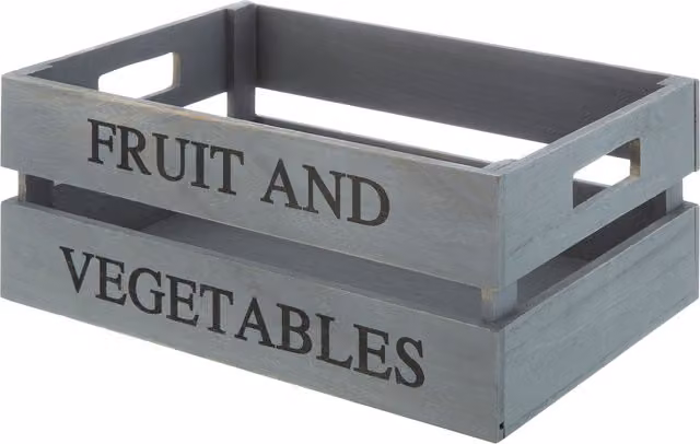 Orsina Grey and Black Solid Wood Crate Storage Box with Handles – 6