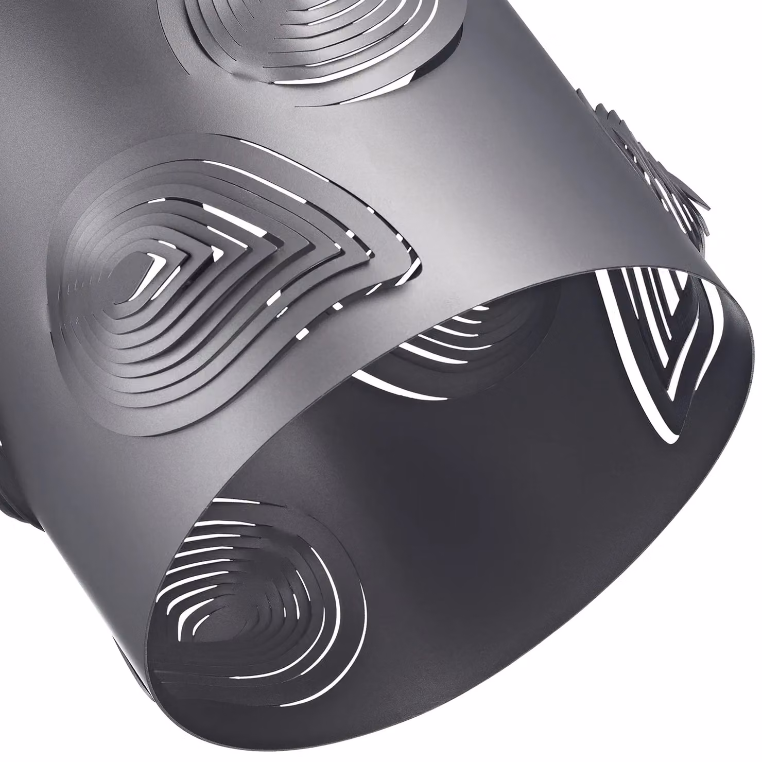 Happy Homewares Modern Metal Easy Fit Cylinder Pendant Shade with Laser Cut Leaves in Grey, W: 30 cm, H: 22 cm – 2
