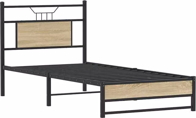 Berkfield Home Sonoma Oak Small Single Wood Bed Frame in Light Oak, W/D/H: 75 x 190 x 91.5 cm – 1