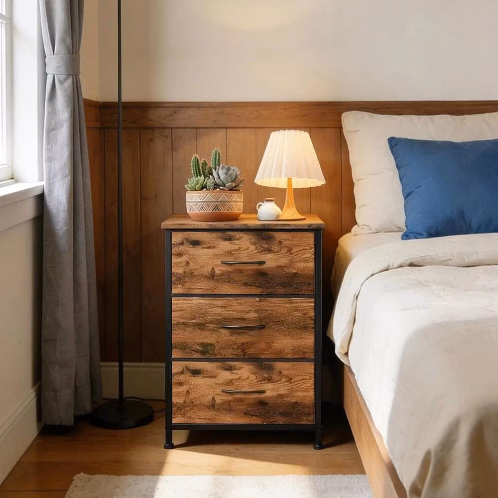 FORGEVIO 3-Drawer Brown Wood Dresser Chest for Bedroom and Living Room – 3