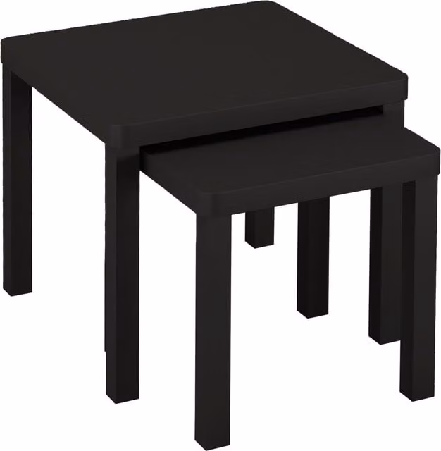 URBNLIVING Set of 2 Square Modern Nesting Coffee Tables in Black