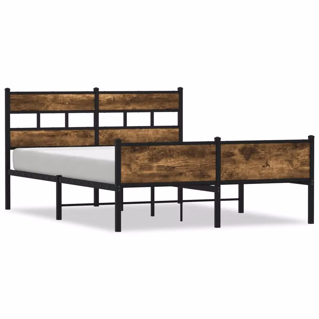 Berkfield Home Bed Frame in Smoked Oak and Brown Engineered Wood, W/D/H: 140 x 200 cm – 2