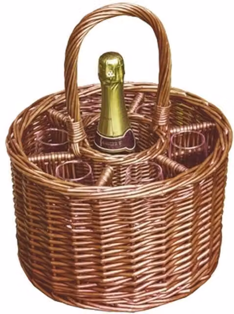 Red Hamper Deluxe Small Single Bottle Wicker Drinks Basket in Brown – 1