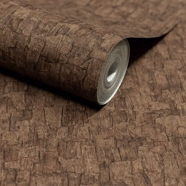 Grandeco Boutique Azobe Cork Effect Embossed Wood Look Wallpaper, Brown