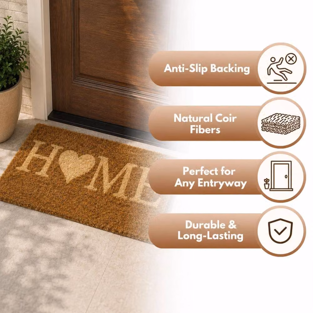 Marco Paul Brown Coir Rectangular Home Door Mat, W: 60 cm, D: 40 cm – 3