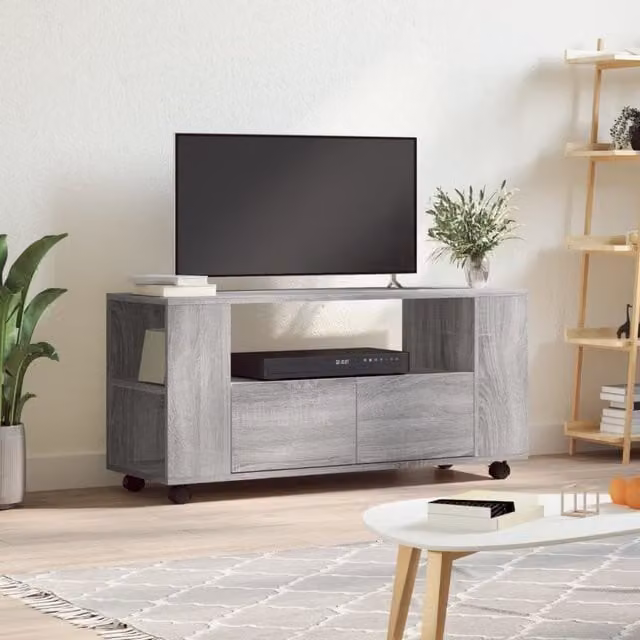 Berkfield Home Modern Grey Sonoma TV Cabinet in Engineered Wood W/D/H: 102 x 34.5 x 43 cm