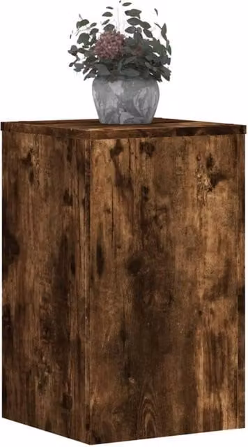 Berkfield Home Set of 2 Smoked Oak Plant Stands, Brown, W/D/H: 30 x 30 x 50 cm