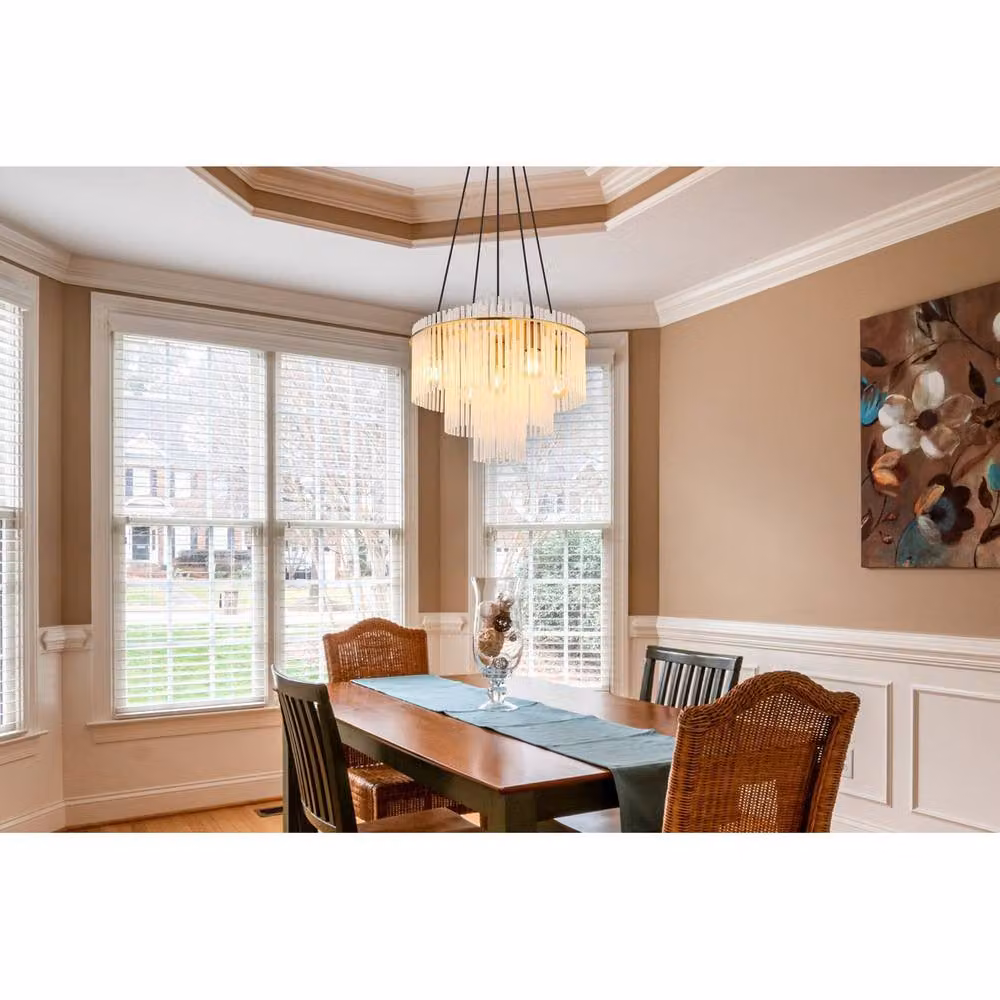 Netlighting Gorley Modern 5-Bulb Pendant Chandelier in Gold and Black with Glass Shades, W/D/H: 50 x 50 x 120 cm – 6