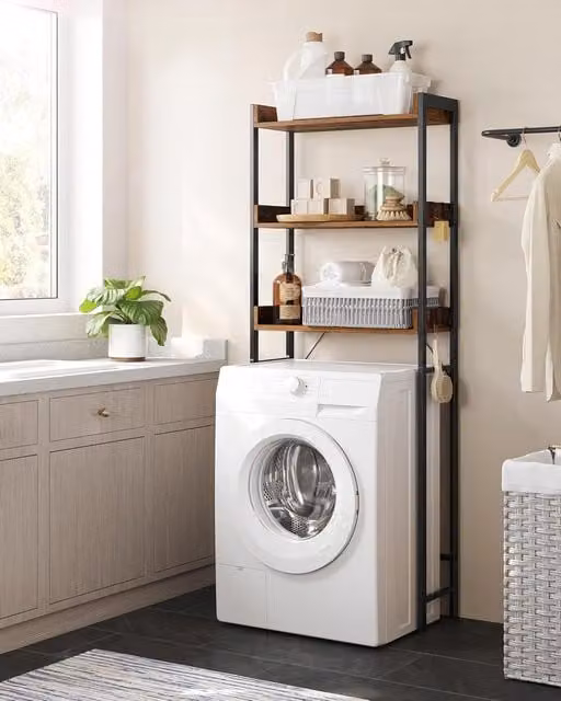 VASAGLE 3 Tier Over Toilet Storage Rack in Brown for Bathroom or Laundry – 1