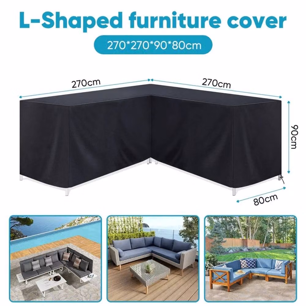 EONLION Waterproof L-Shaped Garden Furniture Cover in Black, Width: 100 cm – 2
