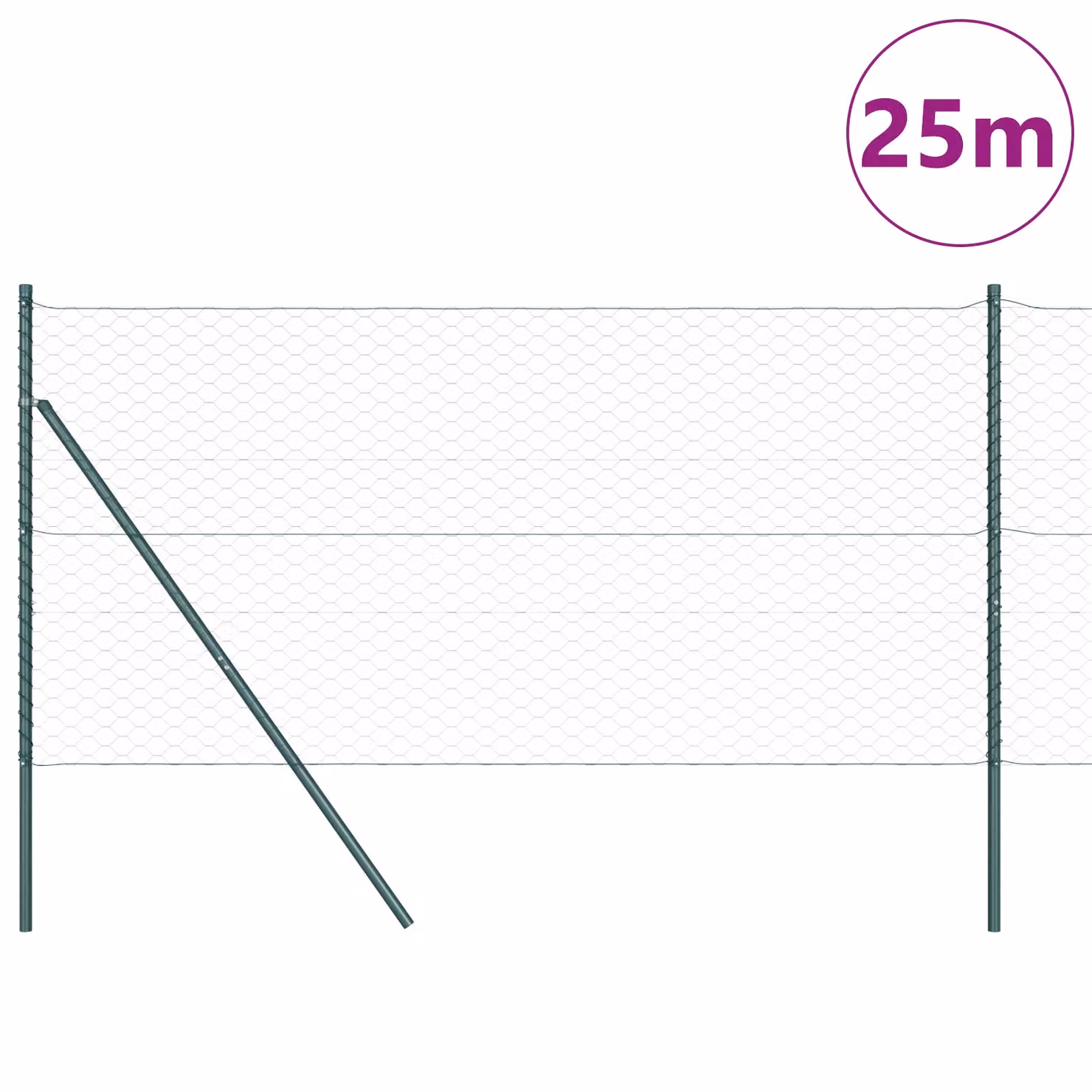 Berkfield Home Green Powder-Coated Steel Hexagon Fence, H: 140 cm x L: 25 m – 3