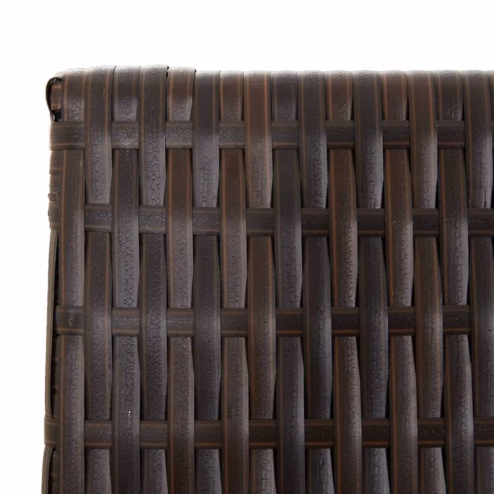 Berkfield Home 5-Panel Room Divider in Brown Poly Rattan and Steel, H: 200 cm x W: 245 cm – 4