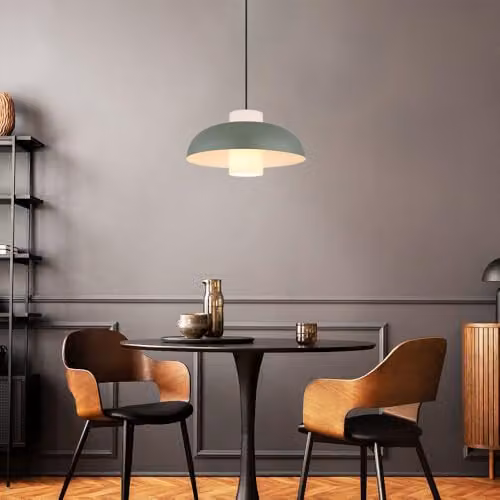 Globo Lighting Netlighting Lowe Dome Glass and Metal Pendant Light in Green, Diameter: 38 cm, Height: 120 cm – 2