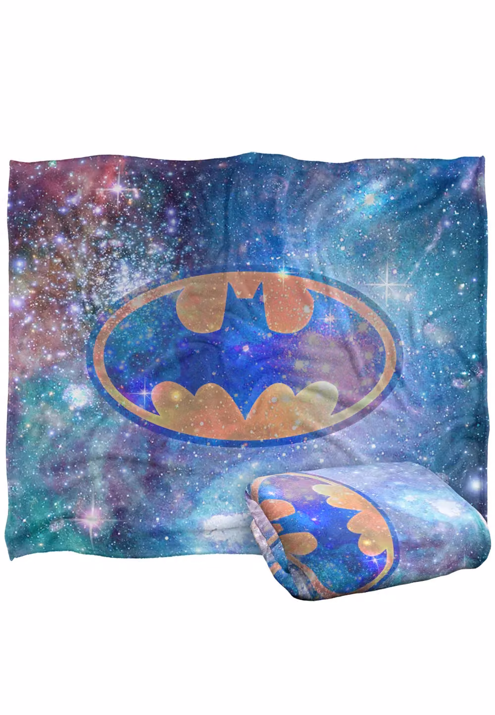 Batman Galaxy Symbol Officially Licensed Silky Touch Super Soft Fluffy Throw Blanket, White and Multicolour, W: 152 cm, D: 127 cm – 2
