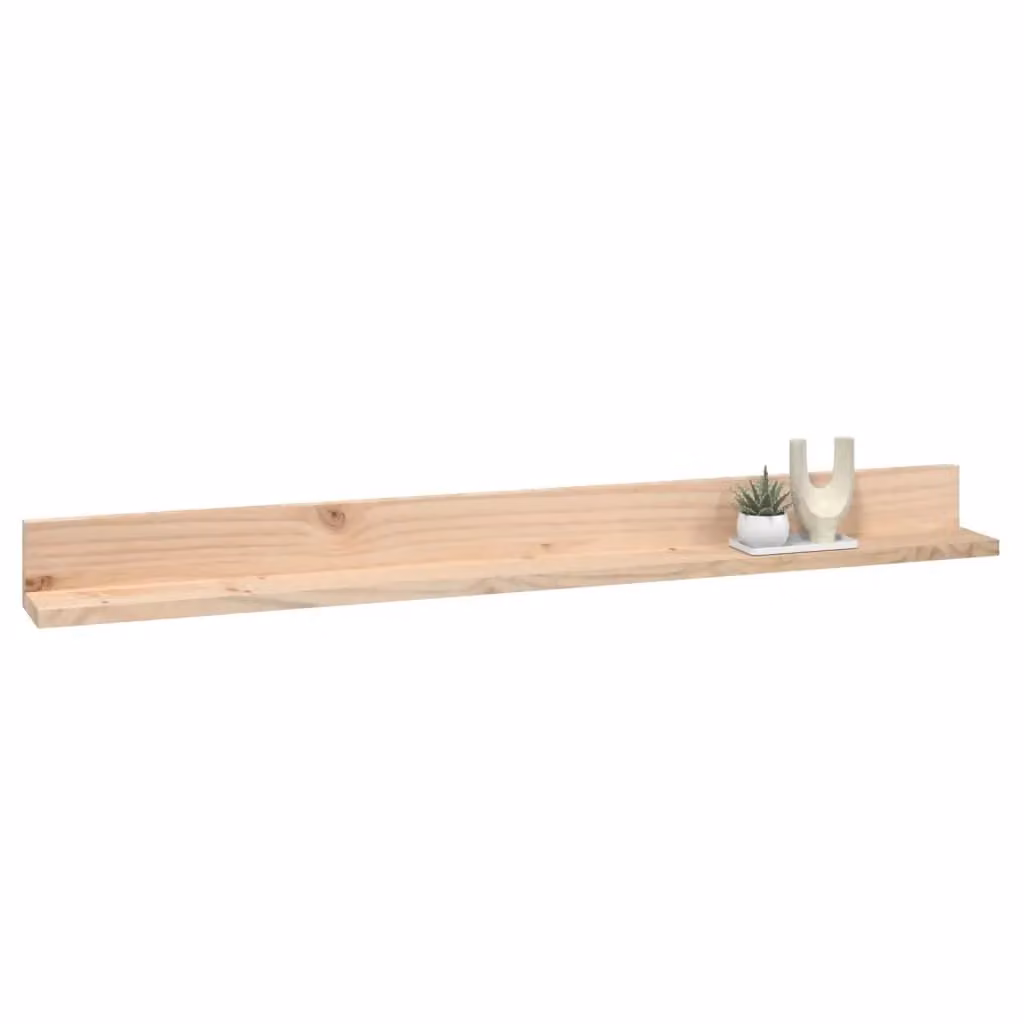 Berkfield Home Set of 2 Rustic Brown Solid Wood Pine Wall Shelves, W: 110 cm, D: 11 cm, H: 9 cm – 2