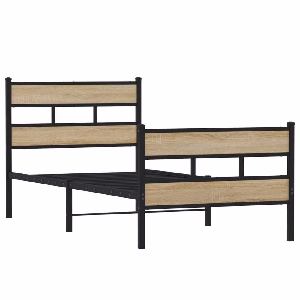 Berkfield Home Metal Bed Frame in Sonoma Oak Brown, Small Single, W: 75 cm x L: 190 cm – 3