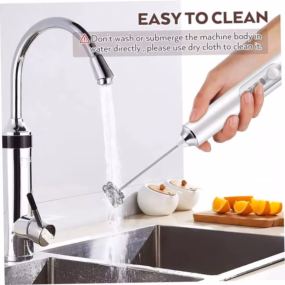 VOGREX White Rechargeable Electric Milk Frother, Coffee Whisk and Egg Beater – 3