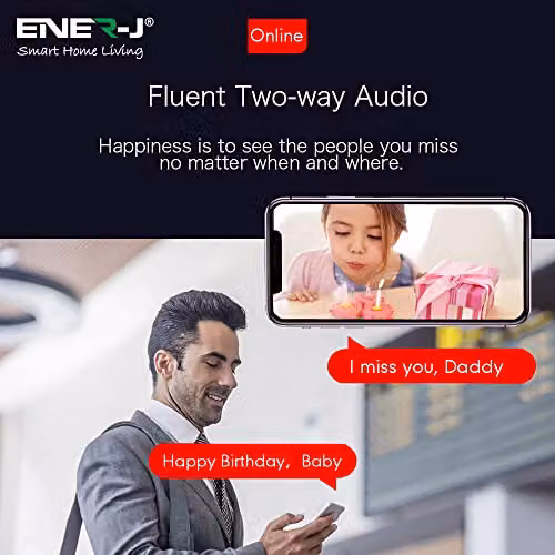 ENER-J Smart WiFi Indoor Security Camera, 1080P HD Pan-Tilt with Night Vision, Two-Way Audio and App Control, White – 5
