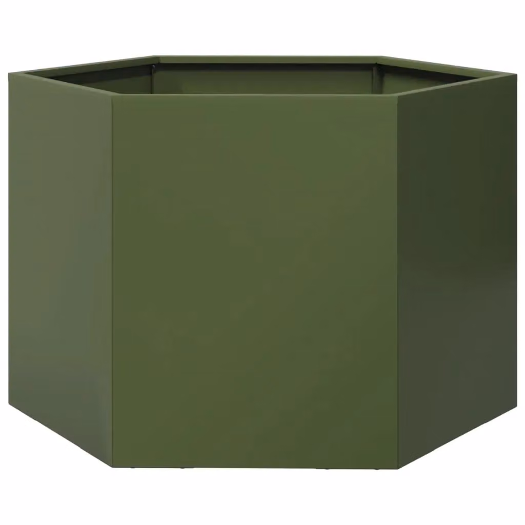 Berkfield Home Hexagon Steel Garden Planter, Green, W: 69 cm, D: 60 cm, H: 45 cm – 2