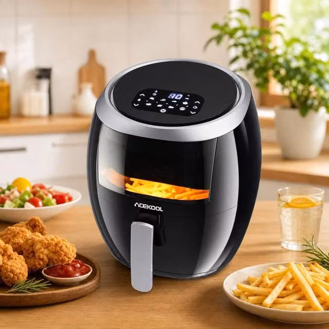 London Boutique 8L Digital 8-in-1 Air Fryer Oven with 1800W 360 Degree Hot Air Circulation in Black