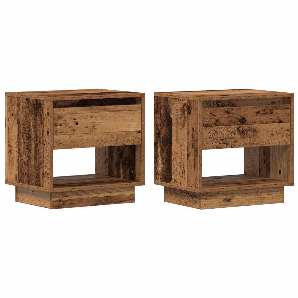 Berkfield Home Set of 2 Bedside Cabinets in Old Wood Brown, W/D/H: 45 x 34 x 45 cm – 2