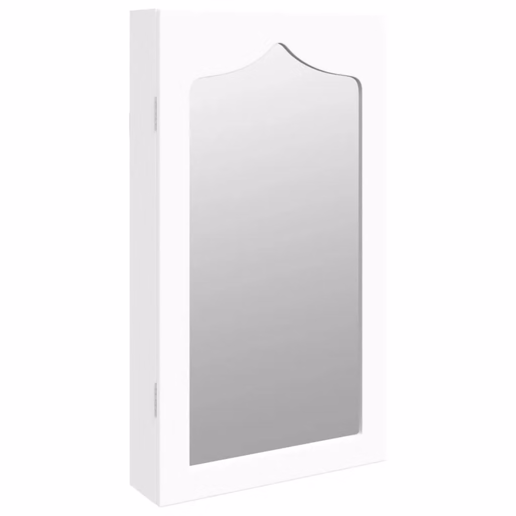 Berkfield Home Wall Mounted Mirror Jewellery Cabinet in White, W/D/H: 37.5 x 10 x 67 cm – 2