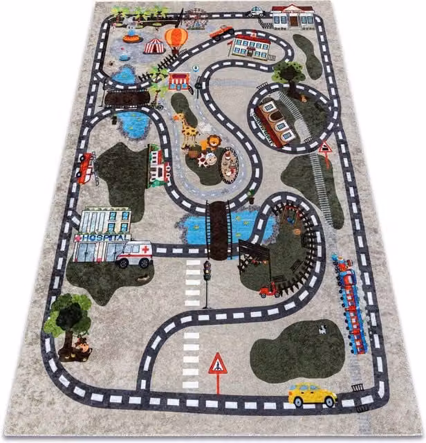 RugsX Junior Kids Motif Rug in Beige and Multicolour, W: 120 cm, L: 170 cm – 1