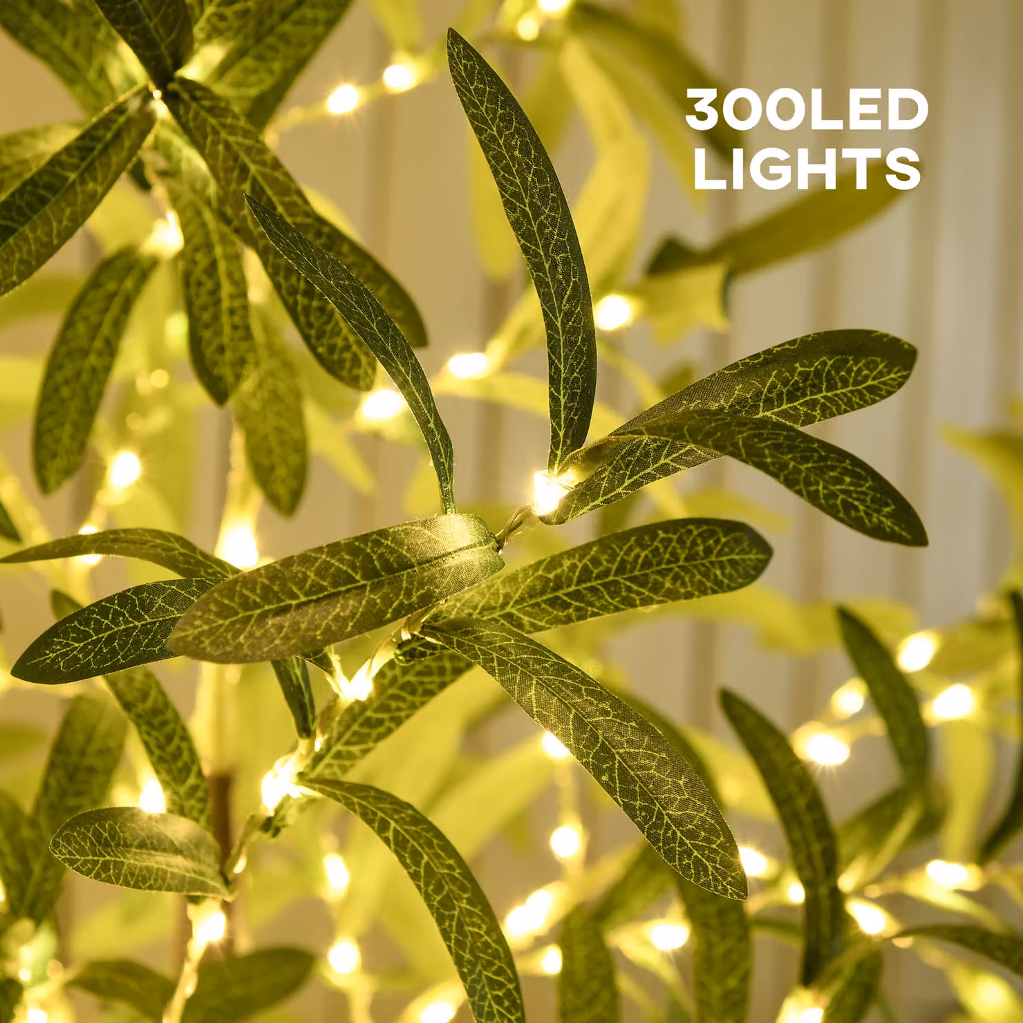 HOMCOM 6ft Artificial Green Olive Tree with 300 Warm White LED Lights – 3
