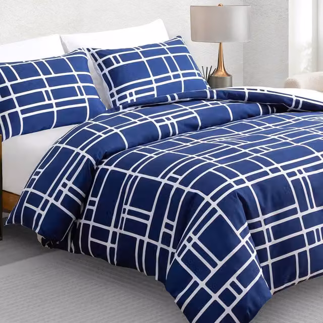 Grace Premium Microfibre Duvet Cover Set in Blue, Double, 140 x 200 cm