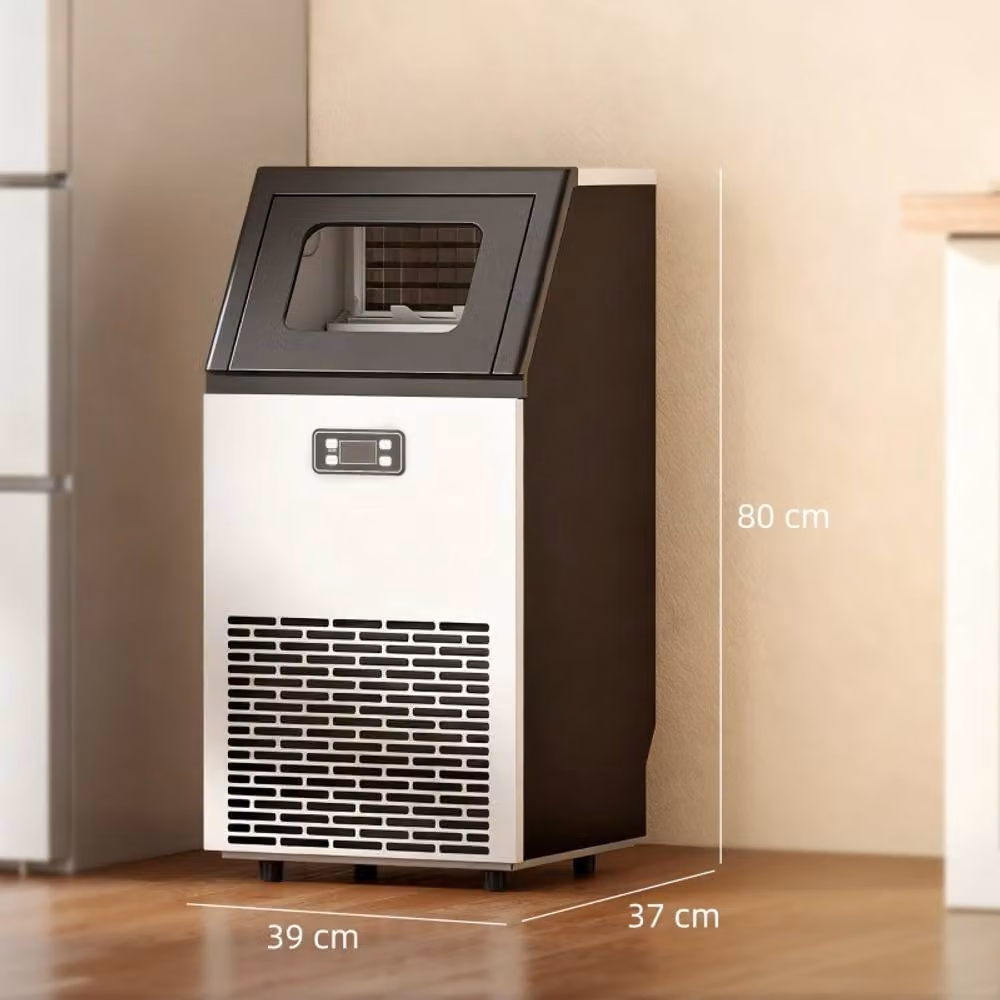 Rolipo Commercial Ice Maker Machine with Self-Cleaning and Digital Display, Silver Stainless Steel, 45kg Output – 3