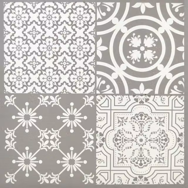 YoL Moroccan Style Marbled Vinyl Floor Tiles in Grey and White, 16 Pack