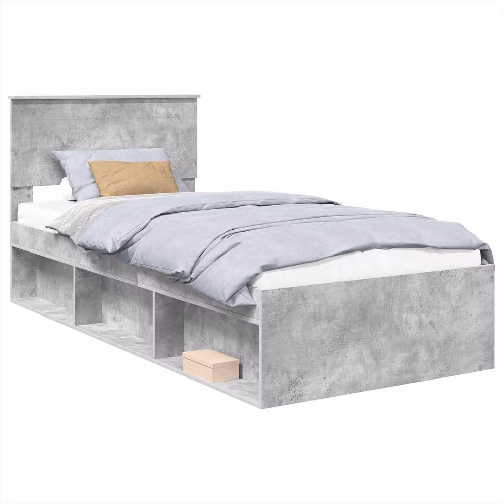 Berkfield Home Modern Bed Frame in Grey, Engineered Wood, W/D/H: 100 x 200 cm – 2