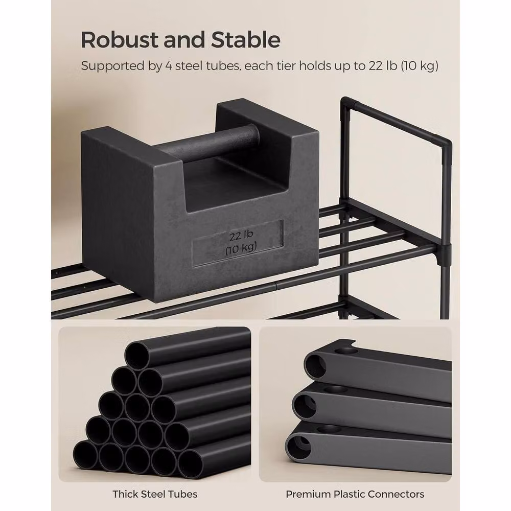 The Bazaarist 3 Tier Stackable Metal Shoe Rack, Black – 4