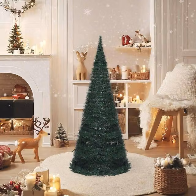 Berkfield Home Pop-up String Pre-lit Artificial Christmas Tree, Green, Height: 210 cm – 1