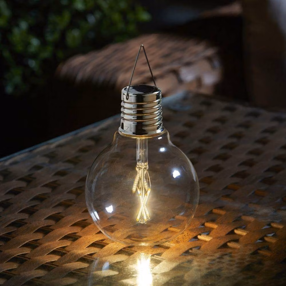 Smart Garden Products Solar Powered Retro Hanging Lightbulb in Clear Glass with Warm White Light – 2