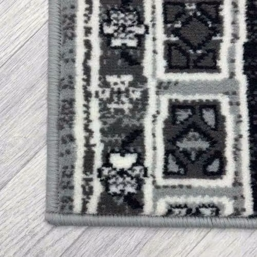 runrug Mayan Grey Hallway Runner Rug, Stain-Resistant and Antistatic, W: 70 cm, L: 270 cm – 3