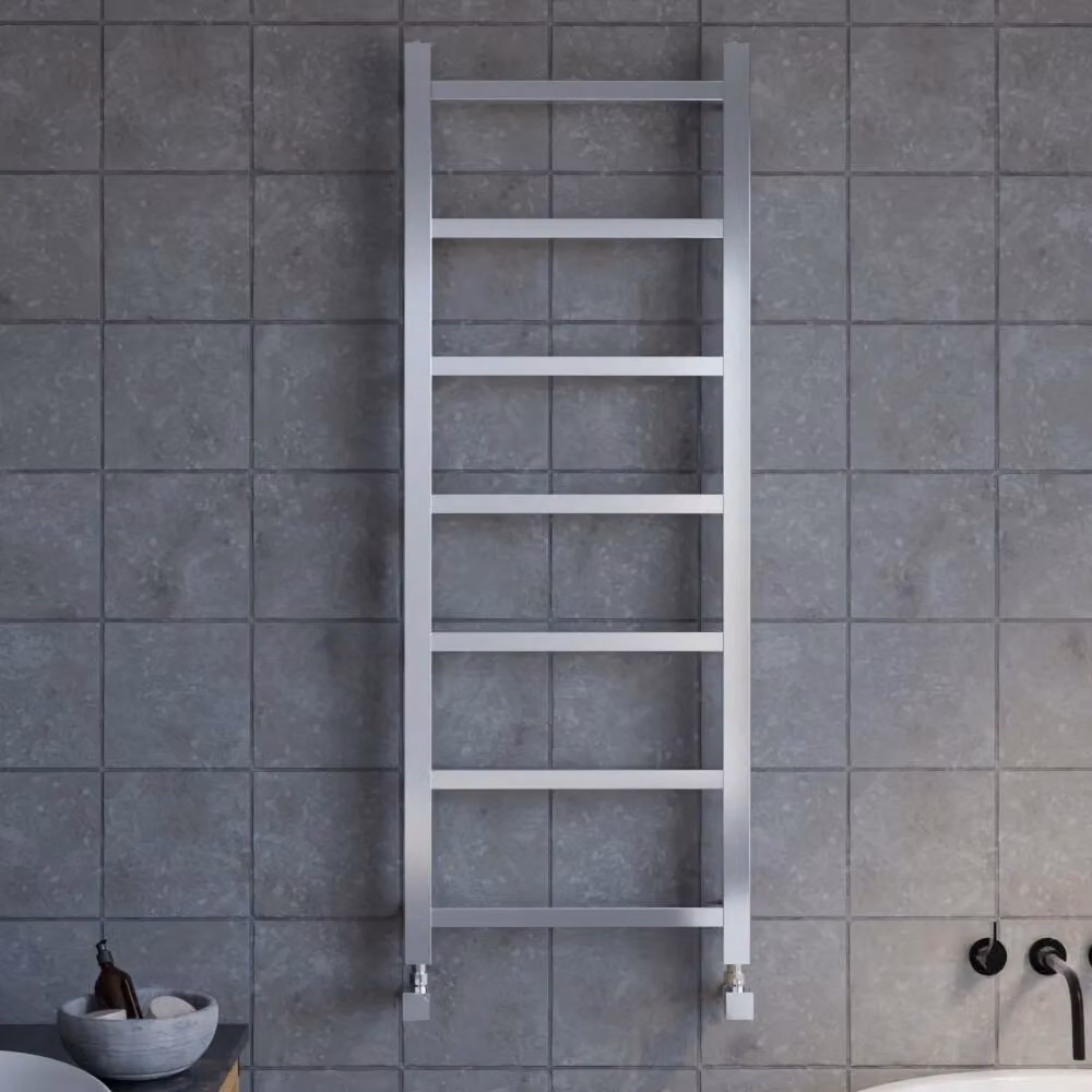 Balterley Heated Vertical Towel Rail with Square Tubes, Chrome Silver, H: 120 cm, W: 45 cm – 2