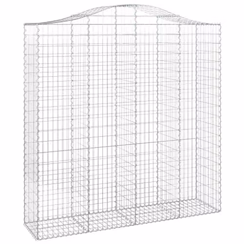 vidaXL Arched Gabion Basket in Silver Galvanised Steel, W/D/H: 200 x 50 x 220 cm – 1