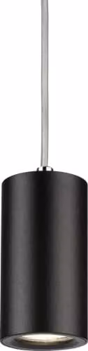 Knightsbridge Dasan Single Short Fixed Round Black Aluminium Pendant Light – 1