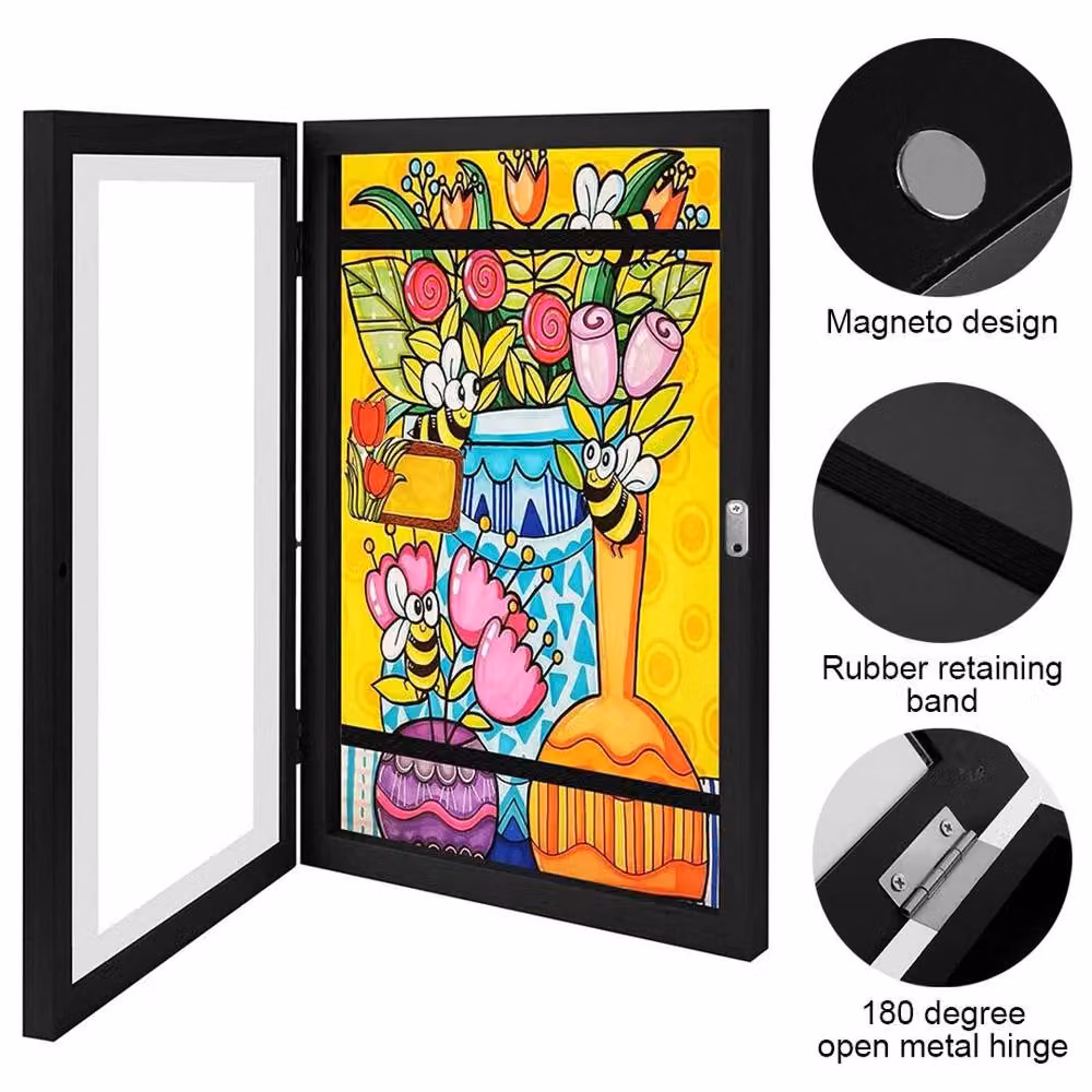 PAWNORA Black A4 Rectangular Metal Art Display Frame for Photos and Drawings – 6