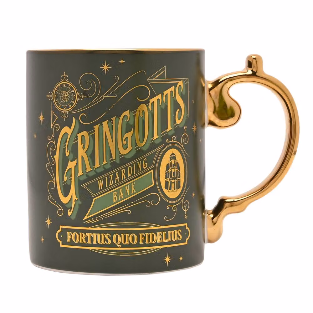 Widdop and Co Warner Bros Harry Potter Gringotts Bank Ceramic Mug in Green and Gold – 3