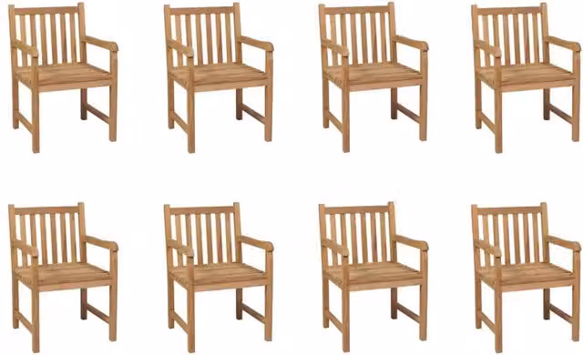 Berkfield Home Set of 8 Rustic Solid Teak Wood Outdoor Chairs in Brown – 1