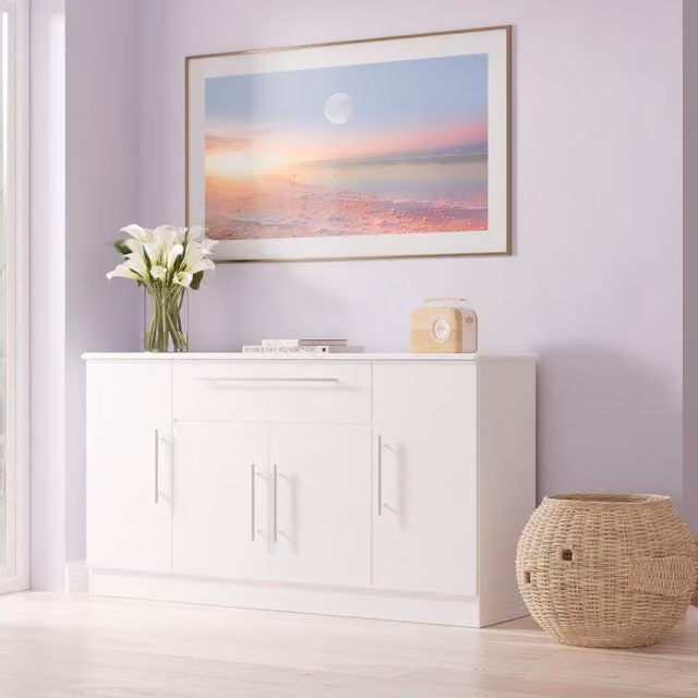 Ready Assembled 2 U Carlton White 4 Door 1 Drawer Wide Unit
