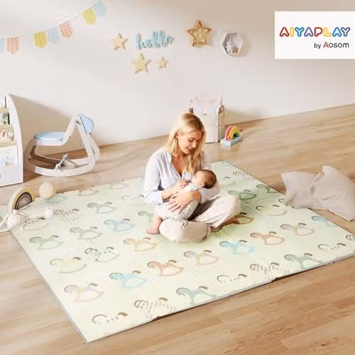 AIYAPLAY Reversible Double-Sided Foam Baby Play Mat, Multicolour, W: 200 cm, D: 180 cm