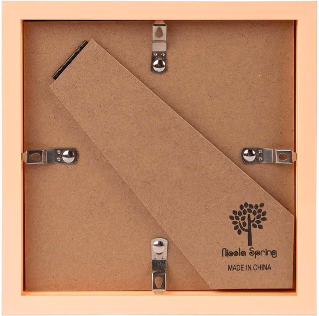 Nicola Spring Pack of 2 Brown and Beige Square 3D Wooden Shadow Box Photo Frames for Hanging or Standing – 3