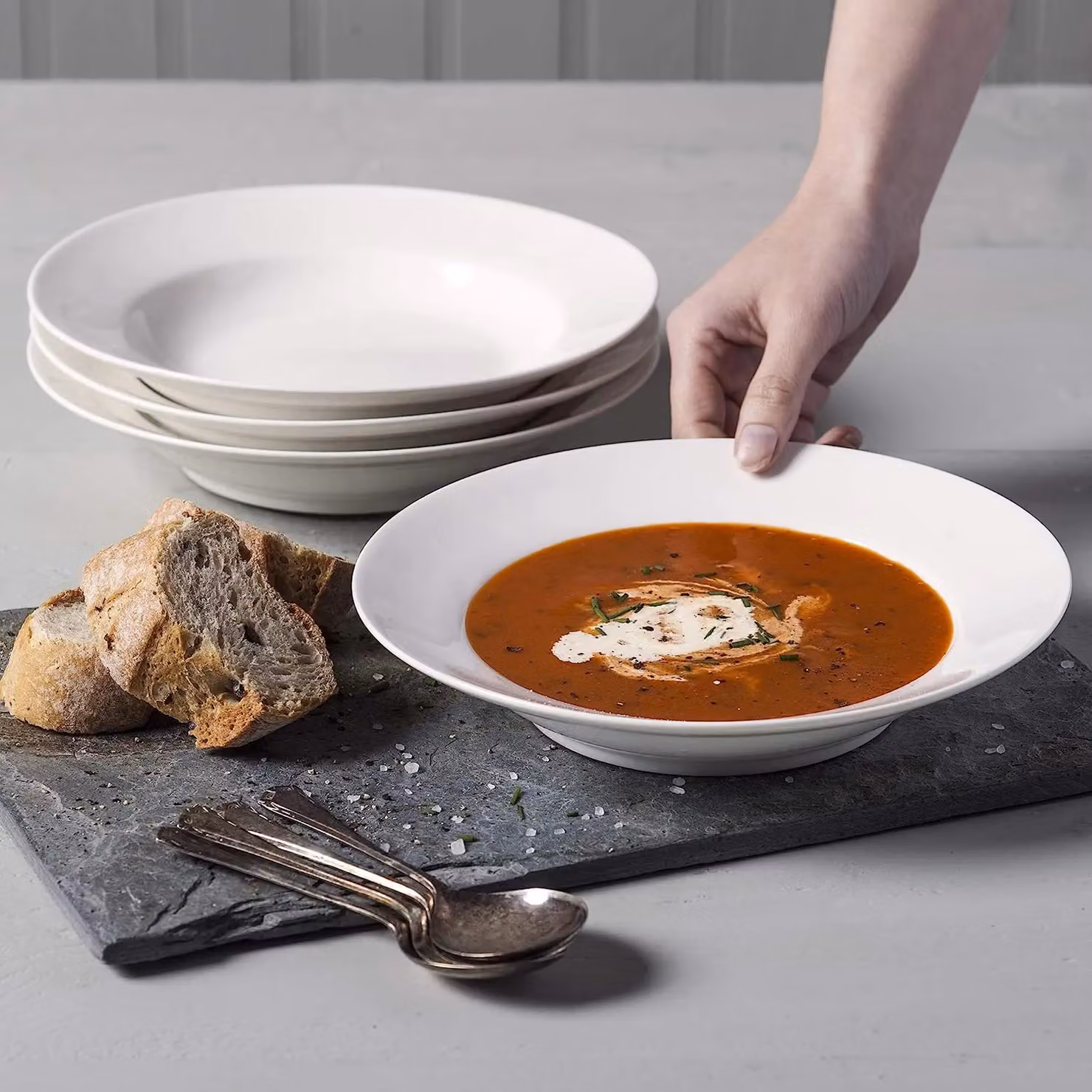 WM Bartleet & Sons White Porcelain Wide Rim Pasta and Soup Bowl Set of 4 – 2