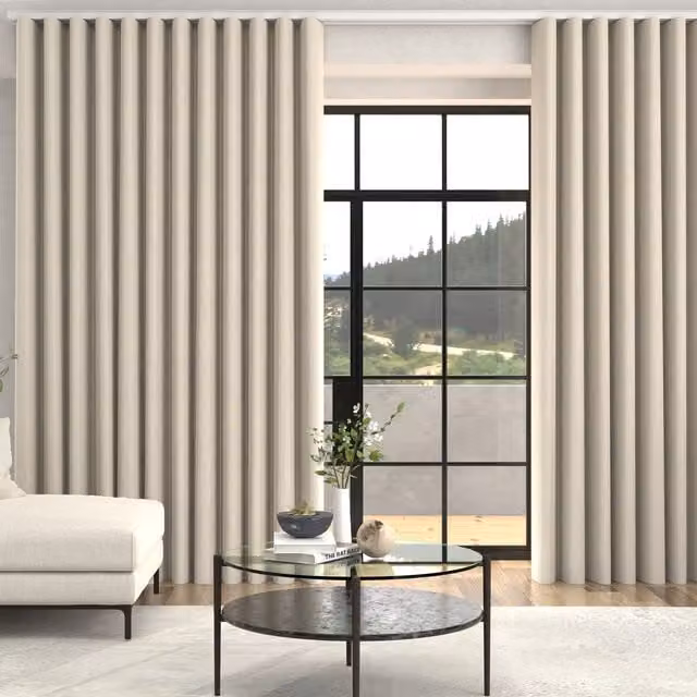 Manco Made To Measure Blackout Eyelet Curtains in Ecru Textured Stripe Cotton Fabric