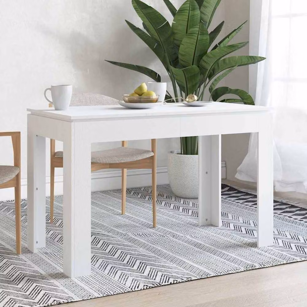Berkfield Home Modern White Rectangular Dining Table in Matt MDF, W/D/H: 120 x 60 x 76 cm – 2