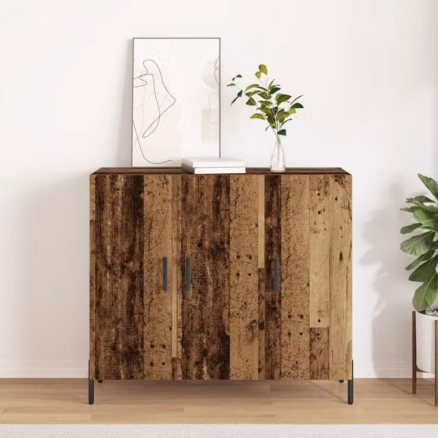 Berkfield Home Rustic Sideboard in Brown Wood, W/D/H: 90 x 34 x 80 cm